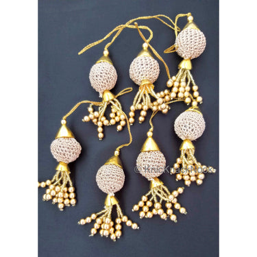 2 x Copper And Gold Tassels, Copper Crochet Ball Tassels, Bridal Tassels